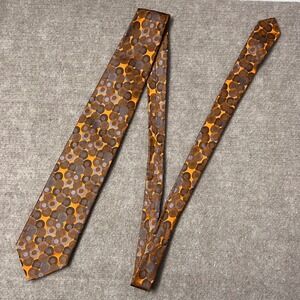 Tino Cosma Necktie Italy Orange Brown‎ Gray Circle Pattern Business Formal